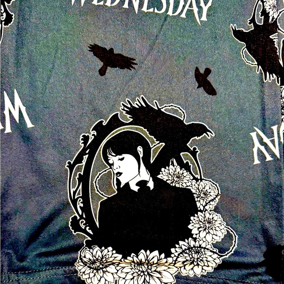 5/$25 🛍️ Wednesday Addams Graphic Pajama Pants | Slate Gray | Size Large | NWOT - Picture 2 of 6